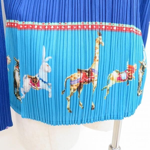 プリーツプリーズ イッセイミヤケ PLEATSPLEASE カーディガン 4 青  