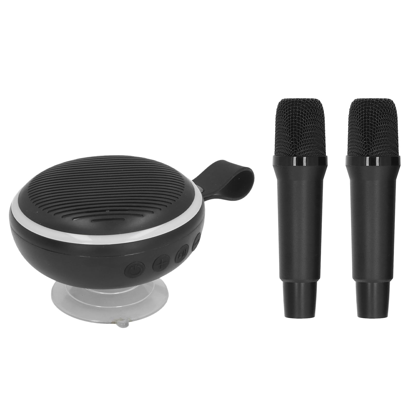 Mini Set Karaoke, Altoparlante Portatile con 2 Microfoni per Feste in Casa, Campeggio All'aperto (Black)