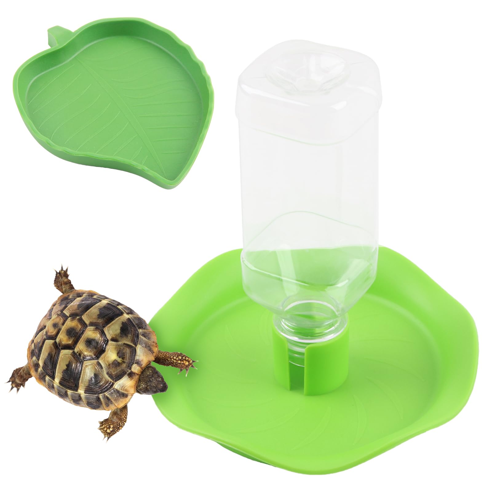 Distributore D'acqua Per Rettili, Abbeveratoio Per Tartarughe Mangiatoia Per Tartarughe Distributore Di Cibo 2 In 1 Accessorio Per Ciotola In Plastica Antitrabocco Marrone 88391218