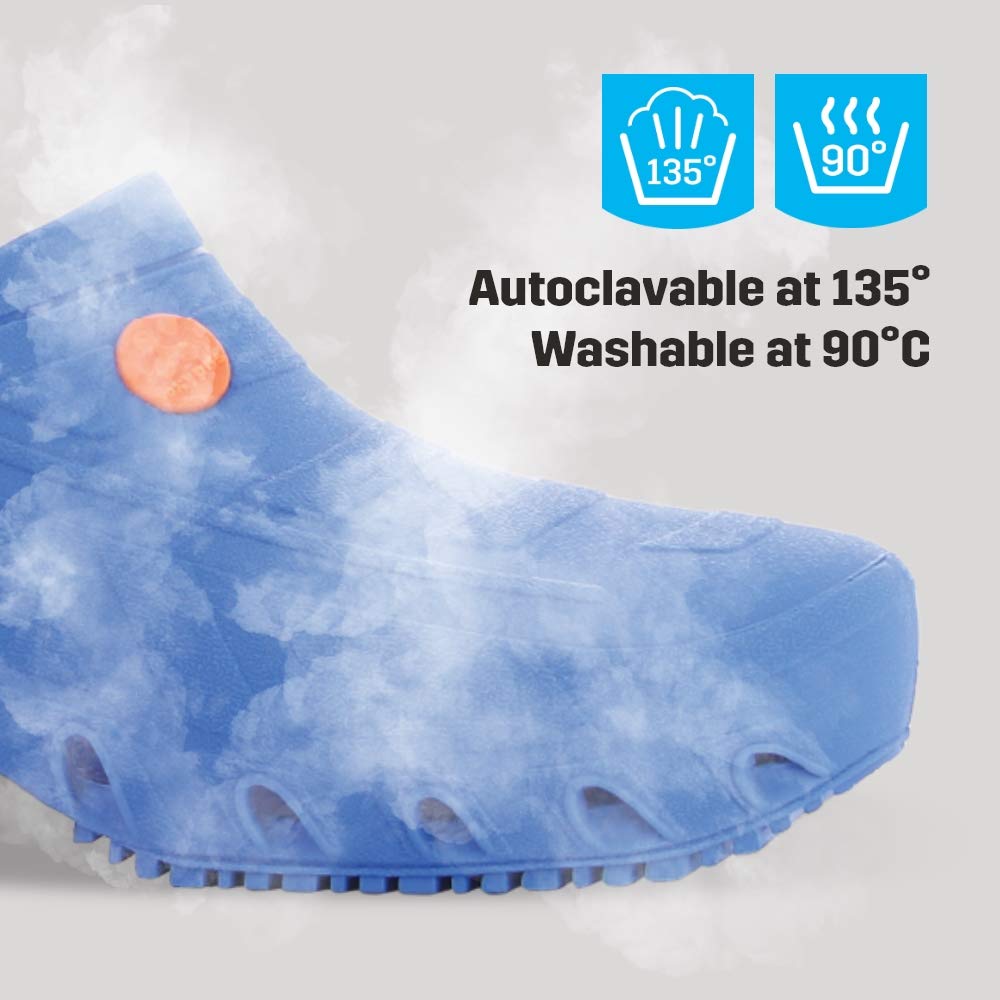 Oxypas Safety Jogger - Zuecos hospitalarios para Mujer, Zapatos de Trabajo Ligeros autoclavables para Hombres, Ideales para la atención médica, Antideslizantes, antiestáticos y amortiguadores, Azul