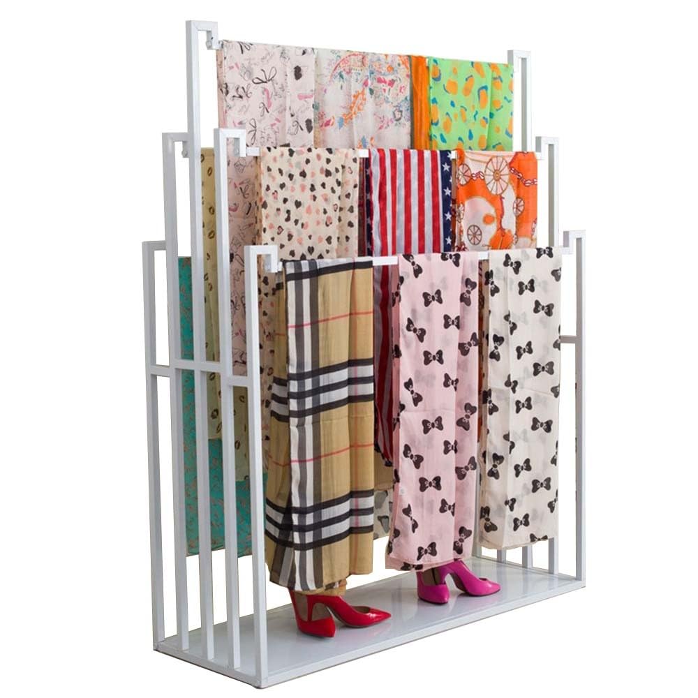 Porte-manteaux multifonctionnel blanc avec étagère basse de rangement
