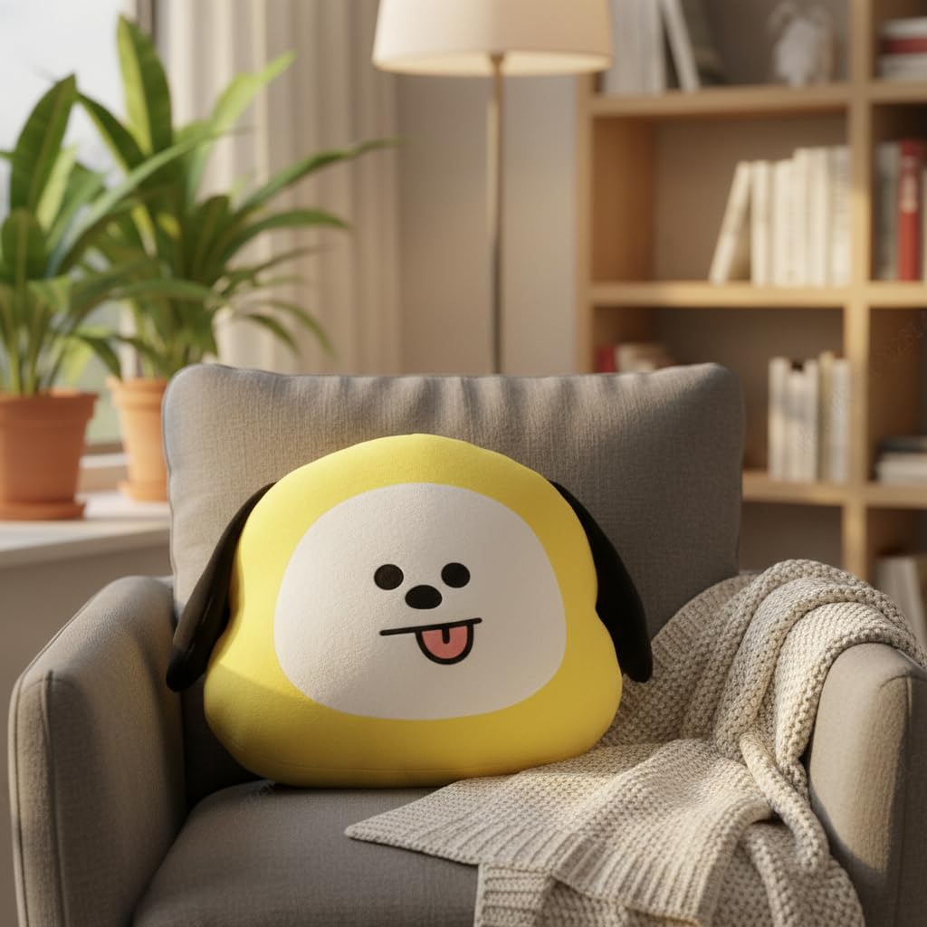 MINISO BT21 CHIMMY Head-Shaped Plush Pillow 16 Inch | Soft Character Cushion Toy 2
