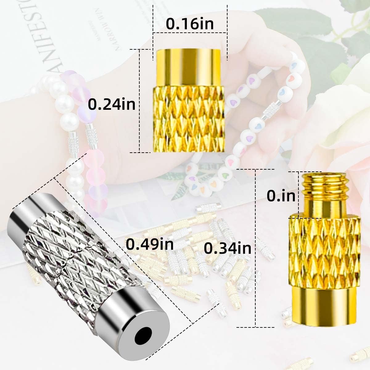 50 Pcs Brass Screw Twist Clasps for Jewelry Making - Barrel Clasp, Cord End Caps for DIY Bracelet and Necklace - Brass Barrel Tube Fastener, Jewelry End Tip Sets, Craft Supplies, Waist Beads - Image 6