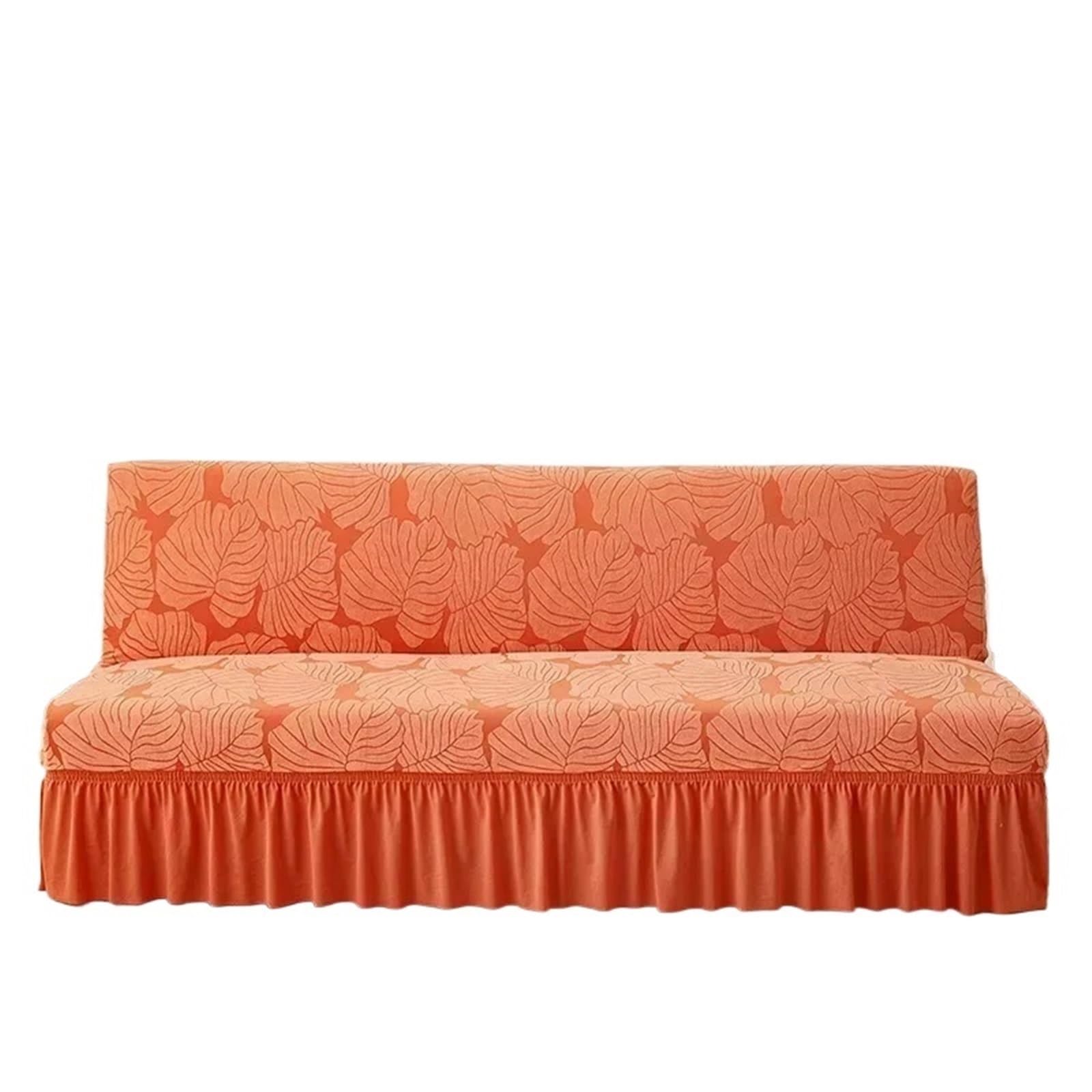 HWJFDC Sofa Cover 1PC Jacquard Armless Sofa Bed Cover Four Seasons Universal Slipcover Elastic All-inclusive Soft Protector Funda De Sofá(Orange,L(190-230cm))