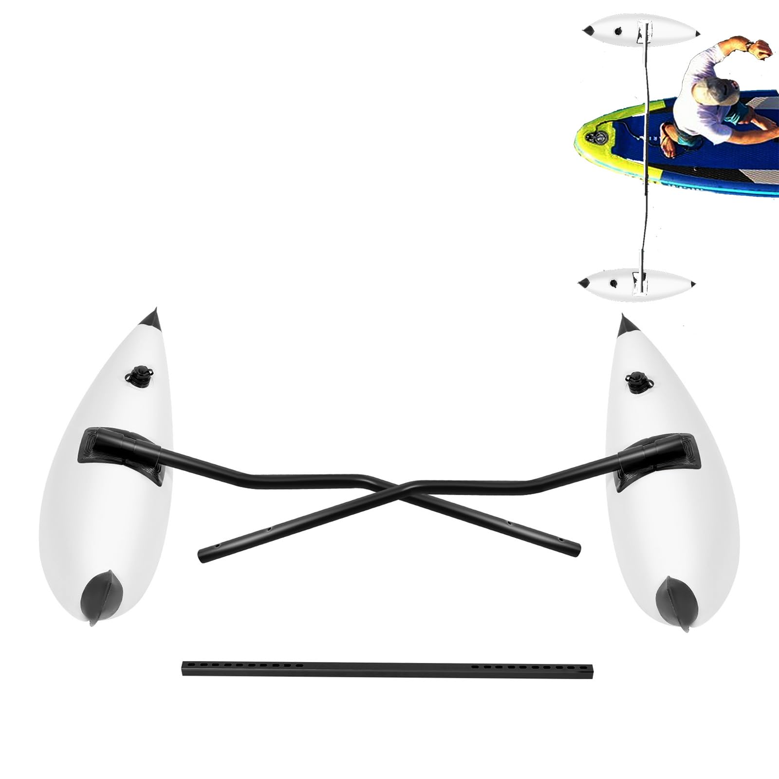 Kayak Outrigger Stabilizer Kit, PVC Inflatable Kayak Outrigger Floats with Rod, Fishing Standing Float Stabilizer System, Kayak Stabilizing Accessories for Floating Balancing Boat, Canoe