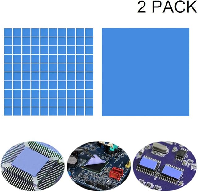 Kalolary Soft Thermal Conductive Pad-2 Pcs High Durable Double Side Tapes Heatsink Cooling Pad for GPU/CPU/VGA/IC/LED Heat Dissipation (100mmx100mmx1mm+100mmx100mmx2mm)
