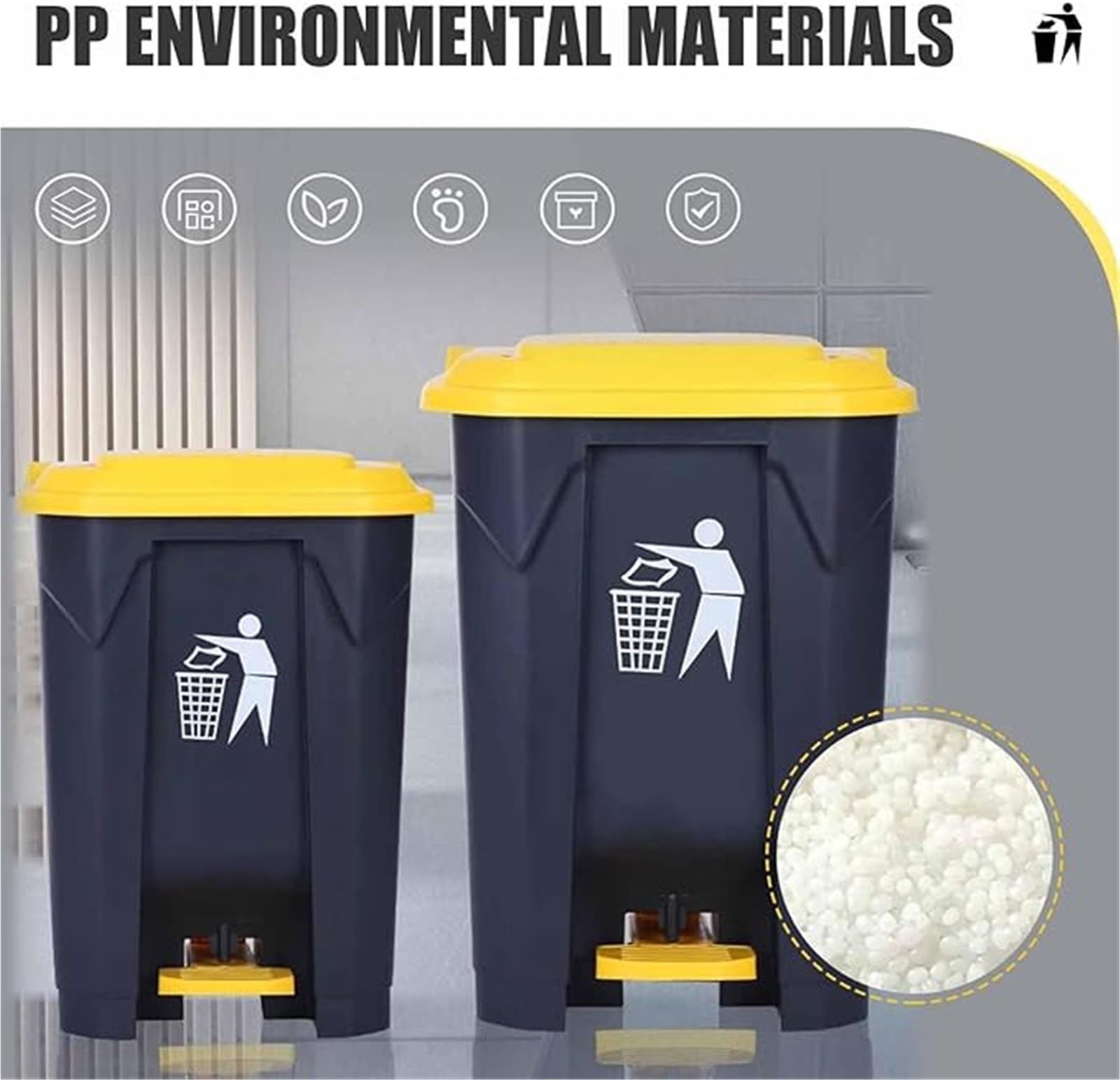 Bote Basura con Pedal 30L 50L 80L 100L Residencial Y Comercial, Con Tapa, Contenedor Basura Con Eliminación Manos Libres, Perfecto For Hogar Y Garaje(30L)