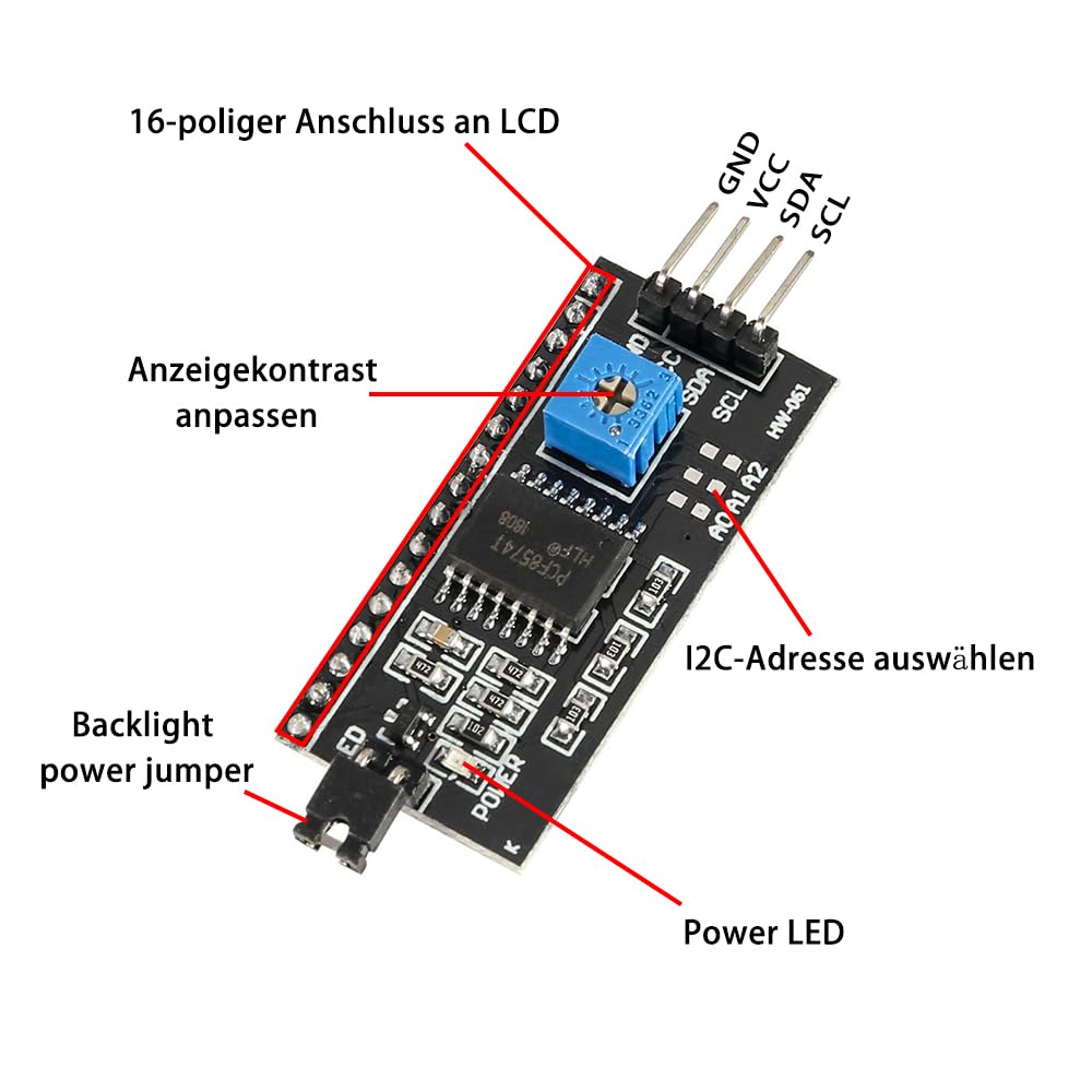 Display LCD 20x4 Con Interfaccia I2C - Retroilluminazione Verde Per Arduino - Foto 4