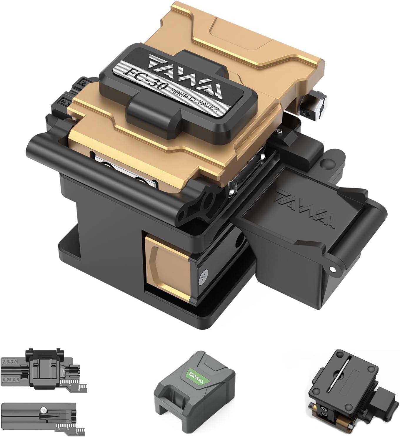 TAWAA FC-30 High-precision fiber cleaver, Fiber Optic Cutting Tool Wire Stripping Machine, FTTH Fiber Optic Tools Knife Cutter,Double fixture standard, High-precision 48000 Cleaves Built in Wast Bin