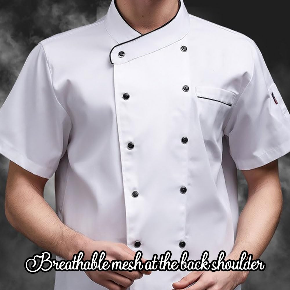 Veste de Chef Personnalisé avec Nom et Photo Imprimée, Uniforme de Travail Boulangerie Cuisine pour Hommes et Femmes, Respirants et Confortables, 4 Couleurs, 7 Tailles