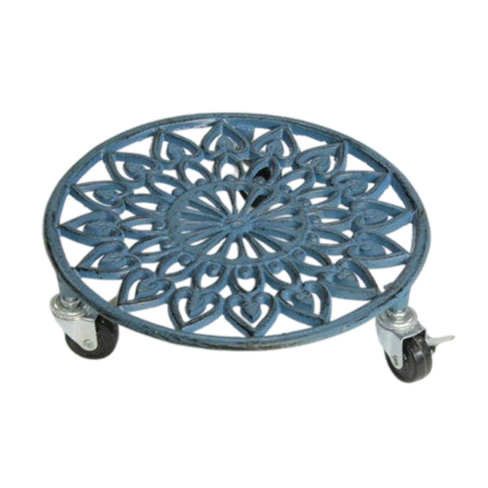 Soporte Rodante para Plantas, Bandeja para Macetas con Ruedas, Carro para Mover Macetas, Base de Hierro con Ruedas para Cubos de Basura Pesados, Azul