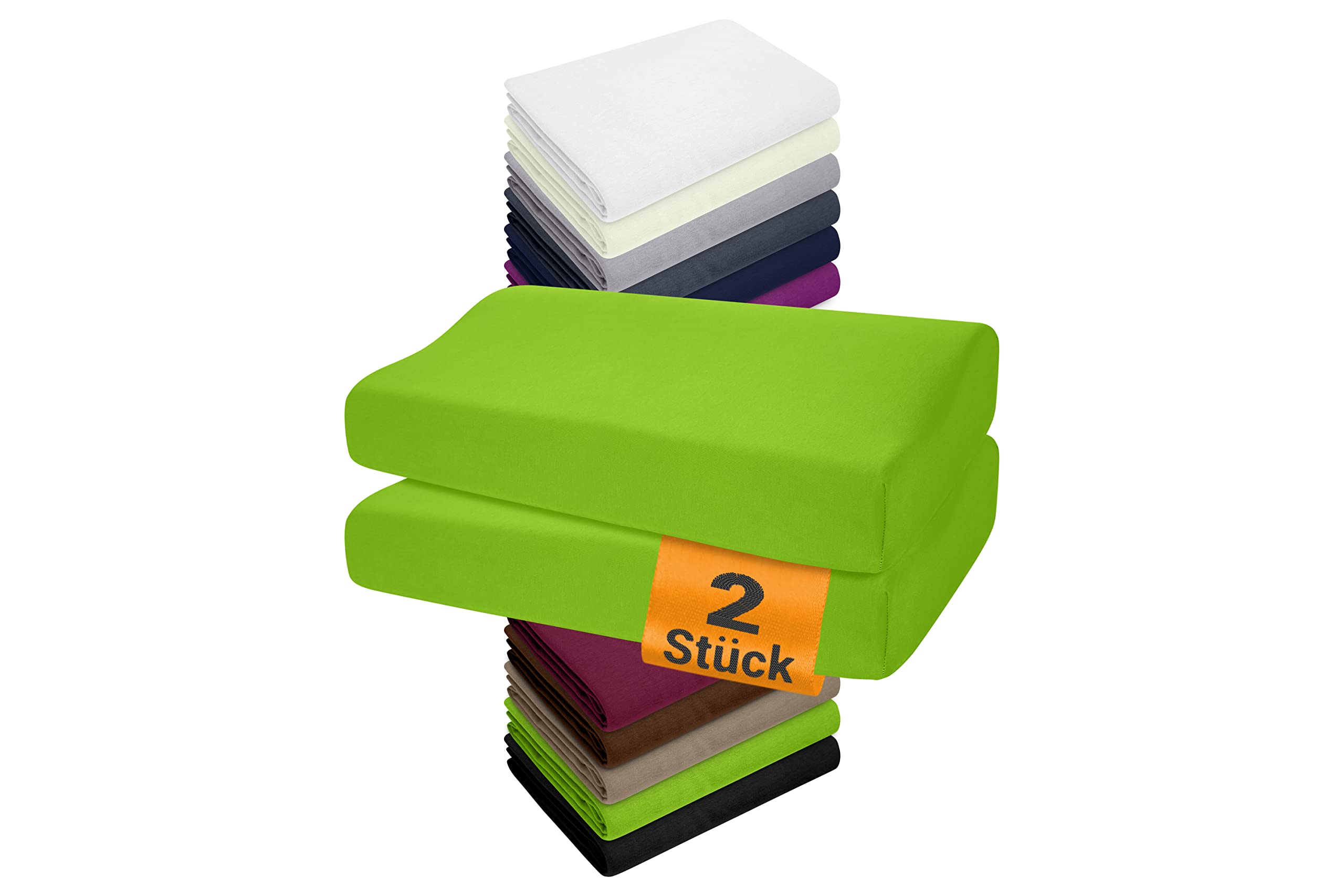 npluseins Pack of 2 Pillowcases for Health Pillows size S - Fitted covers 1450.2049, 30-35 x 45-50 cm, apple green