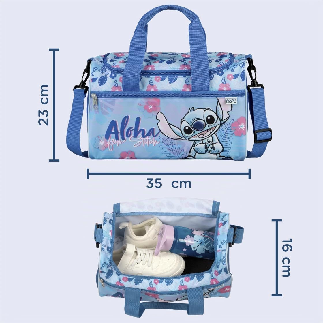 Undercover Borsa da sport per bambini Disney Stitch - Personalizzata con nome - Piccolo borsone da viaggio Weekender per ragazza