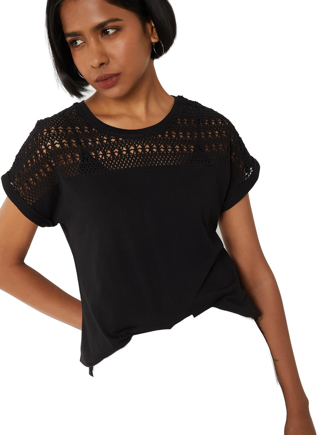 max Women Crochet Knit Top (Black_XXL)-picture-12