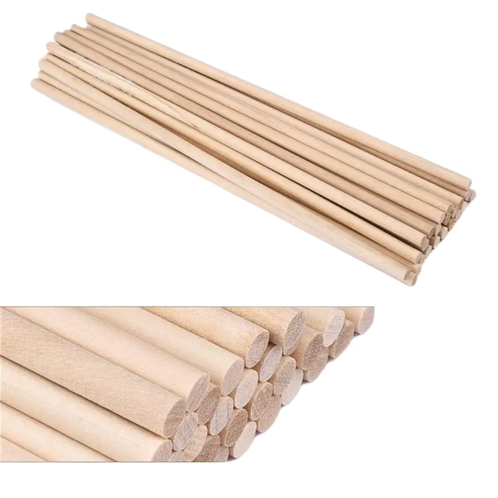 Varillas de madera de 5x200 mm, 50 palillos redondos para maquetas