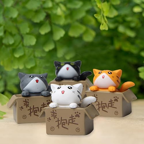 Miniatura 4 de Walbest Lindas figuras de gato para decoración de escritorio, gato en miniatura en caja de cartón, figuras de gato, caja coleccionable, figura de