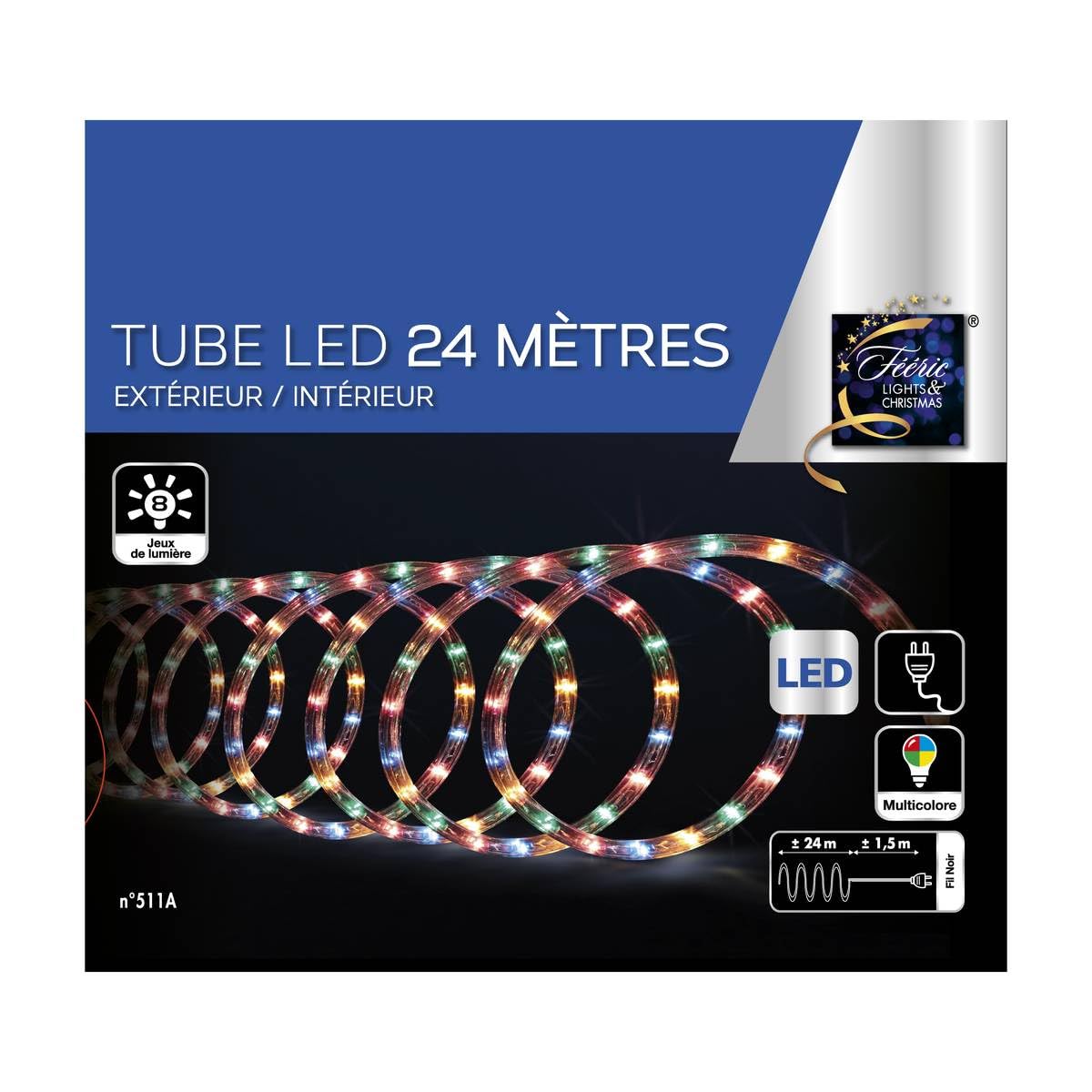 Feeric lights et christmas - Tube électrique extérieur 24m multicolore 432 led