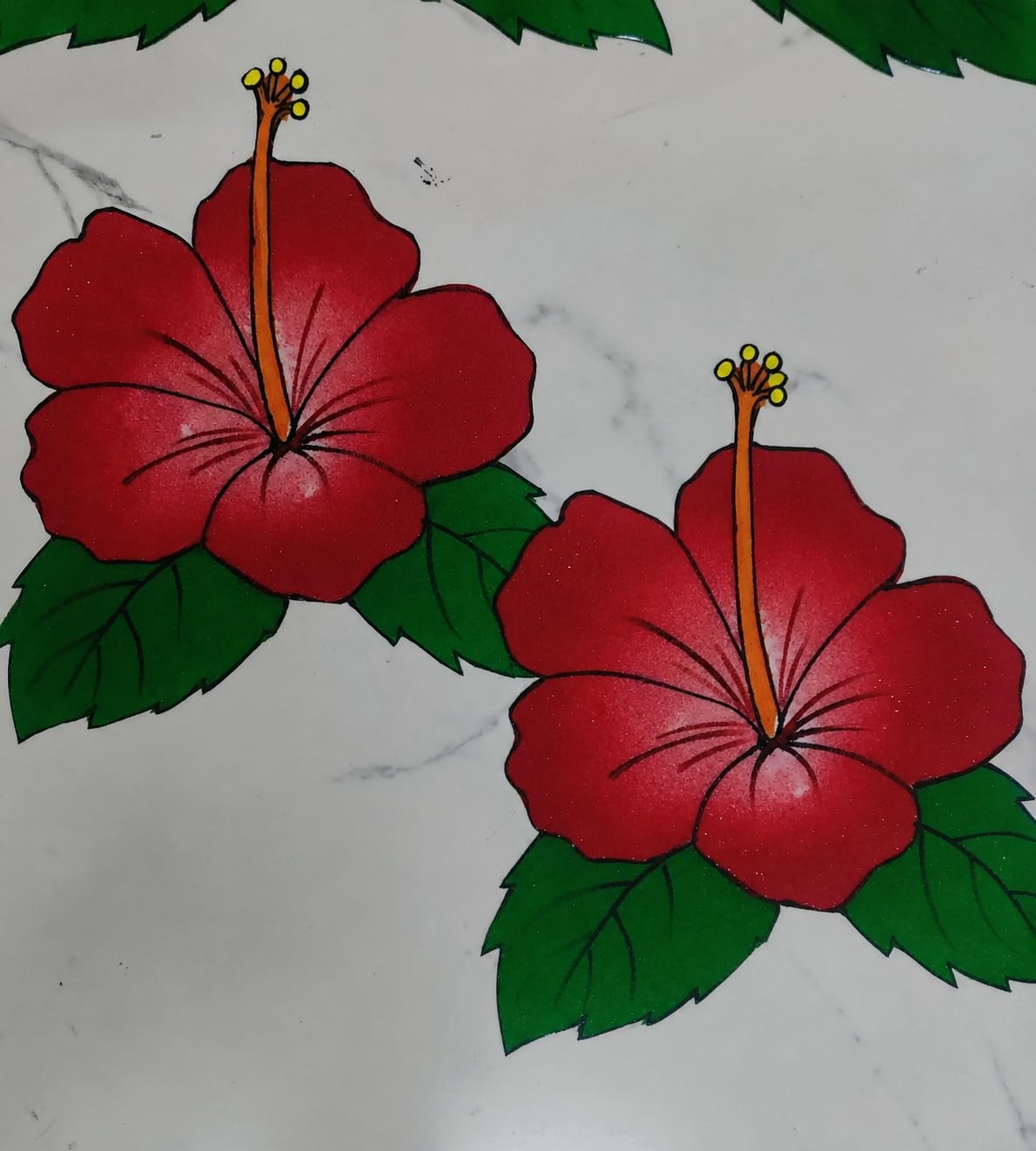 Artificial Hibiscus Flower Rangoli Patch Set of 2 | Reusable & Waterproof, Handcrafted Design, 22 x 20 cm Size, No Mess Application, Diwali & Puja Decor-picture-44