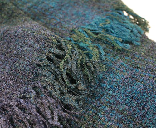 Wrap, Ruana Wraps for Women, Wool Shawl, Irish Gifts for Her, Biddy Murphy, Made in Ireland, 85% Lambswool, 54" X 72", Soft, Lightweight, Warm, Teal Check
