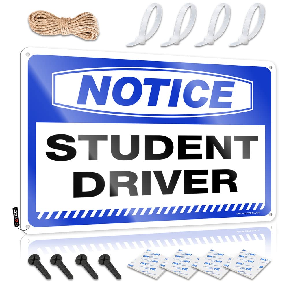 HELIOFORGE Funny Tin Sign Notice Student Driver Tin Sign Beer Bar Metal Sign Bar Rules Sign(30X40CM)