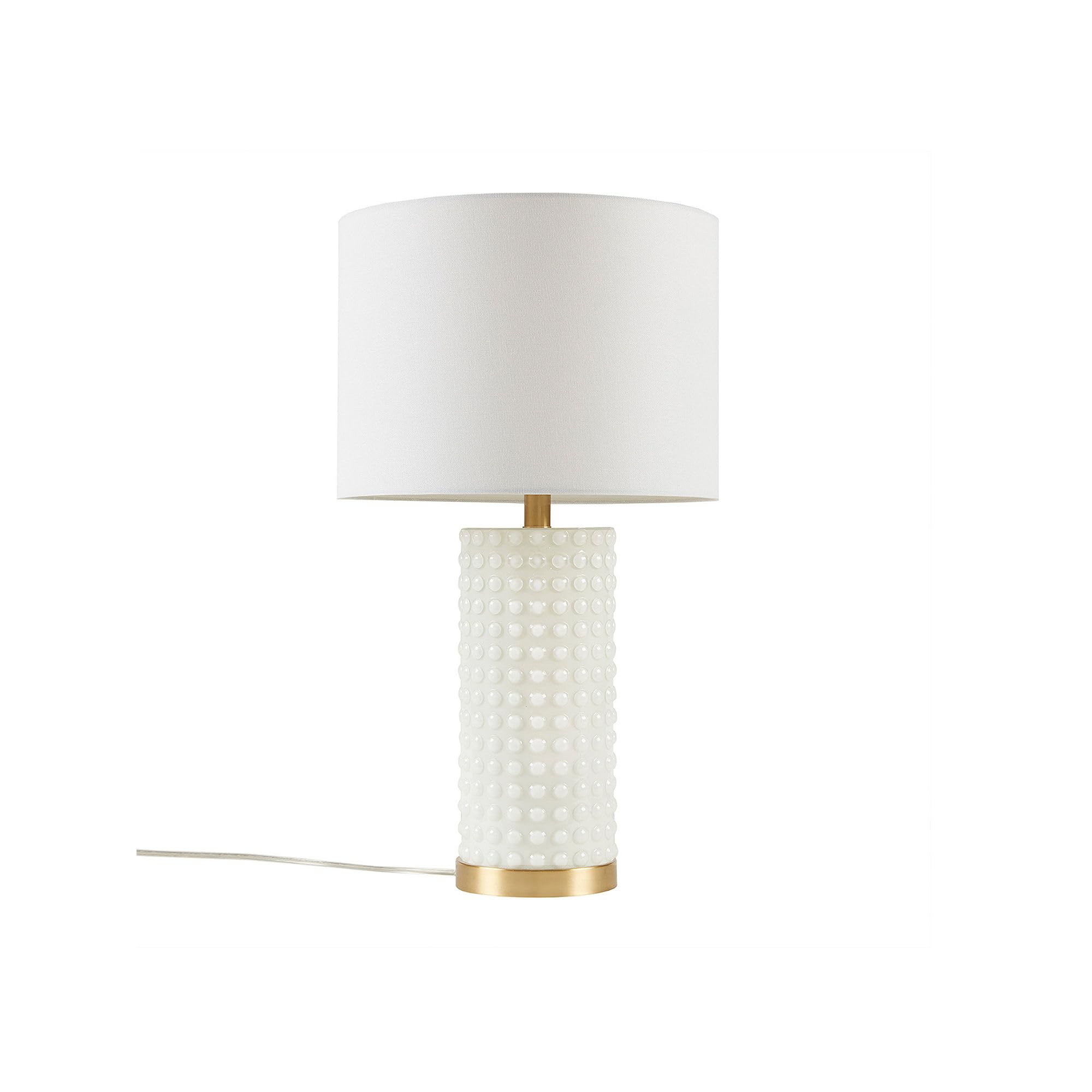 INK+IVY Table Lamp - Chic Bubble Dot Glass Body, Two-Tone Gold Base Nightstand Bedside Lamp, Study Lamp, Clear Polarized Cord, Socket Swtich, Gracy Ivy Décor Lamp Drum Shade, 25.5" H Gold/White