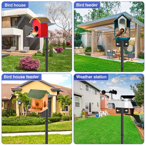 Image of AHRLHR 80 Inch Adjustable Bird Feeder Pole,Bird House Pole Suitable for Feeders & Birdhouse,Weather Station,Heavy-Duty Rustproof Design,Enhance Outdoor Decor & Birdwatching Experience
