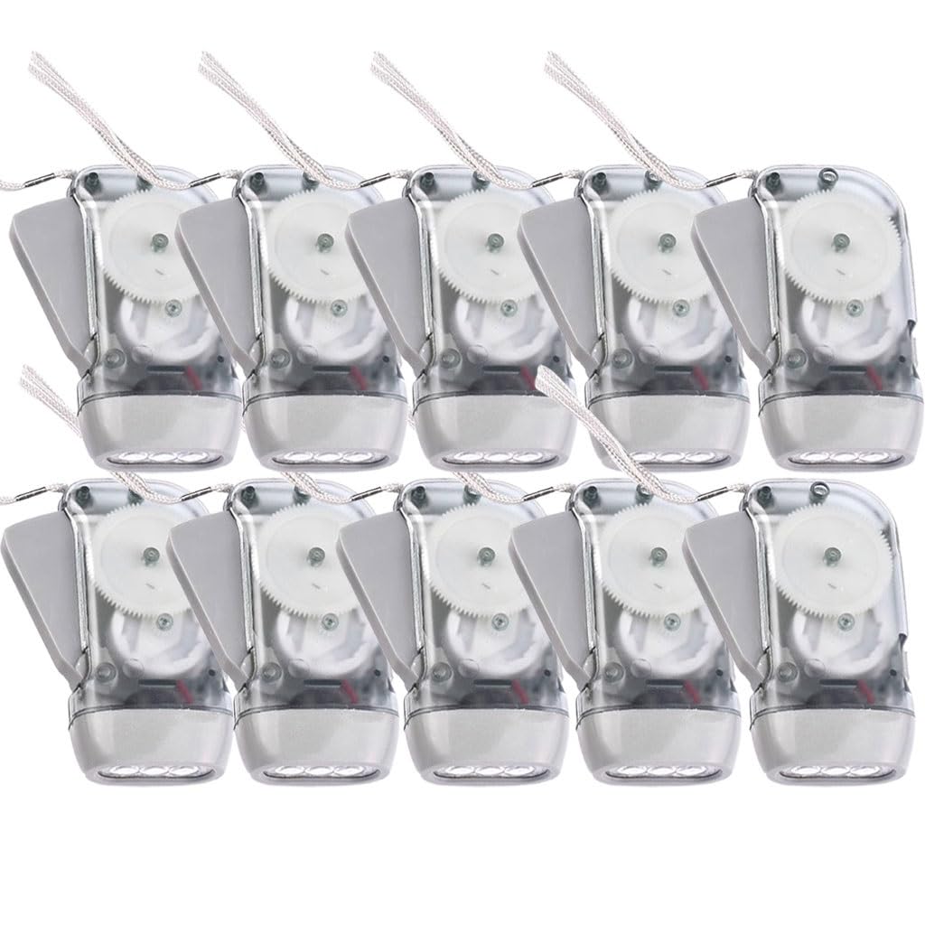 4/6/8/10 Pezzi Torcia Elettrica A Manovella, Torcia Senza Batteria Richiesta, Torcia Elettrica A Pressione Manuale Con 3 LED, Per Interruzione Di Corrente Domestica(Gray color,Set 4)