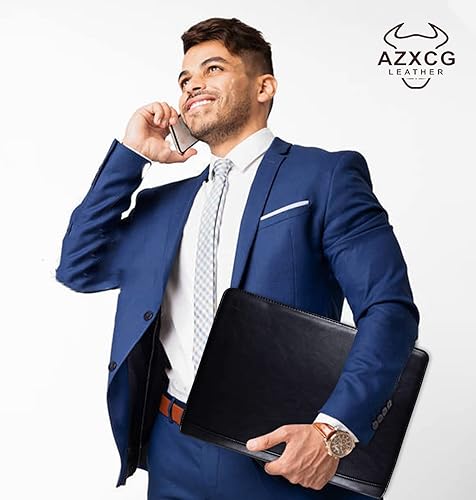 Miniatura 6 de Nombre grabado gratis Carpeta personalizada para él y ella, carpeta organizadora de 3 anillas de cuero vegano con bloc de escritura A4 con