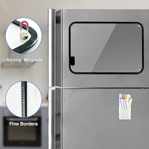 Miniatura 3 de Calendario acrílico LED para refrigerador, pizarra magnética de borrado en seco de 17 x 12 pulgadas para refrigerador, calendario transparente,