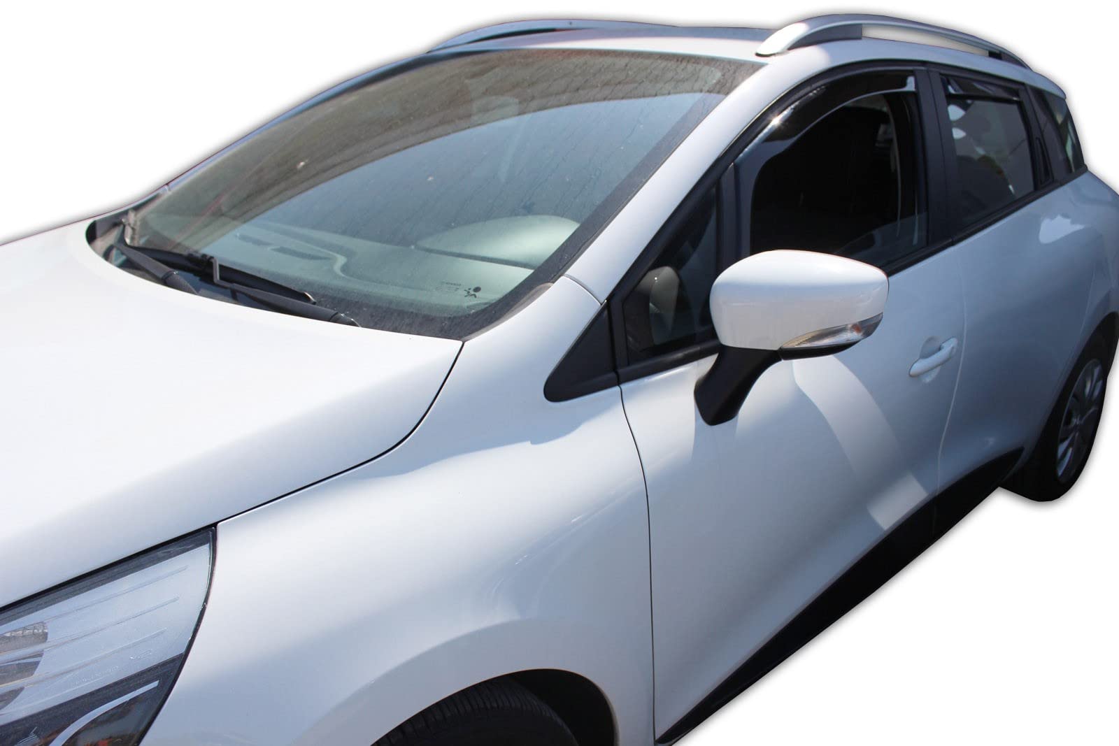 J&J AUTOMOTIVE Windabweiser passend für Renault Clio Grandtour 5-Türer 2013-2019 4tlg, Heko Regenabweiser Vorne Hinten Getönt Dunkel Passform