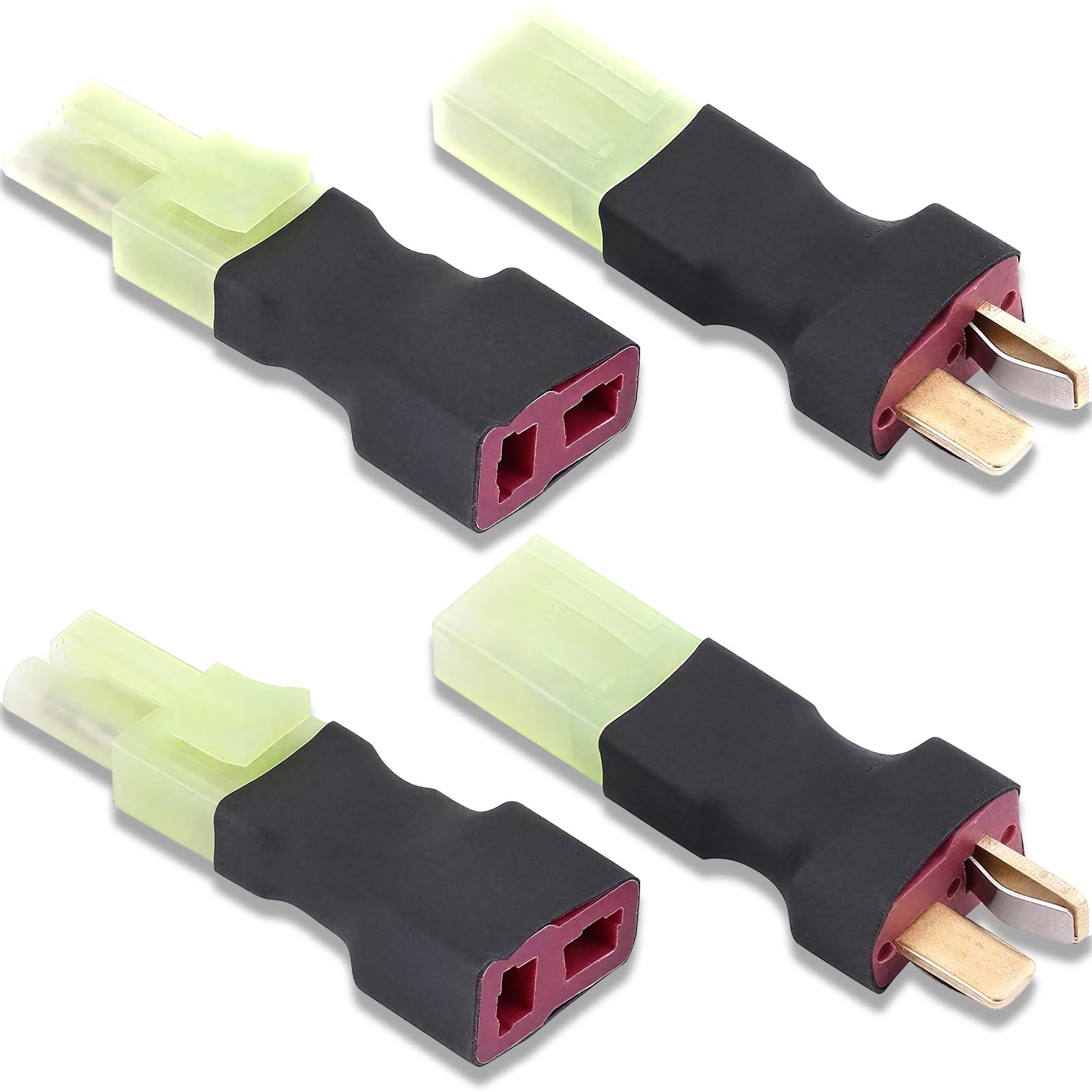 Modurio 4 Pcs Deans T Plug Mini Tamiya Male Plug to Female Connector Adapters, Plug & Play Female Male Adapter Wireless Connector