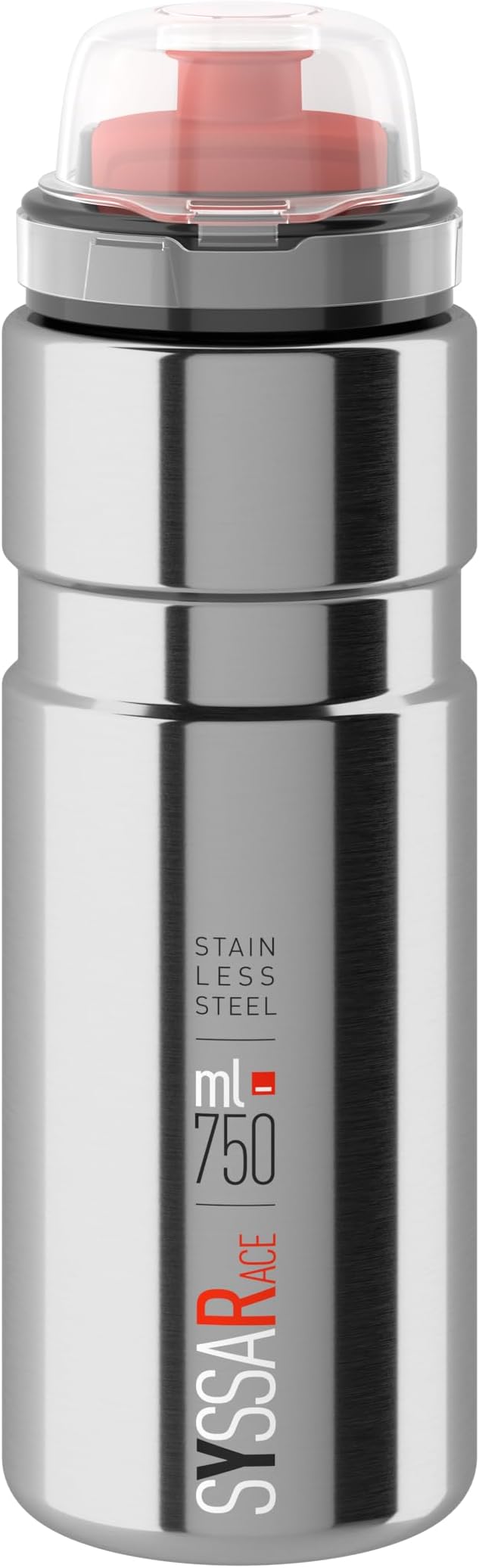 ELITE Syssa Race Water Bottle Silver Glossy – Ergonomic Cycling Bottle with Easy-Grip Design – Lightweight & BPA-Free – 750ml – For Road Bike, MTB & Gravel Cycling