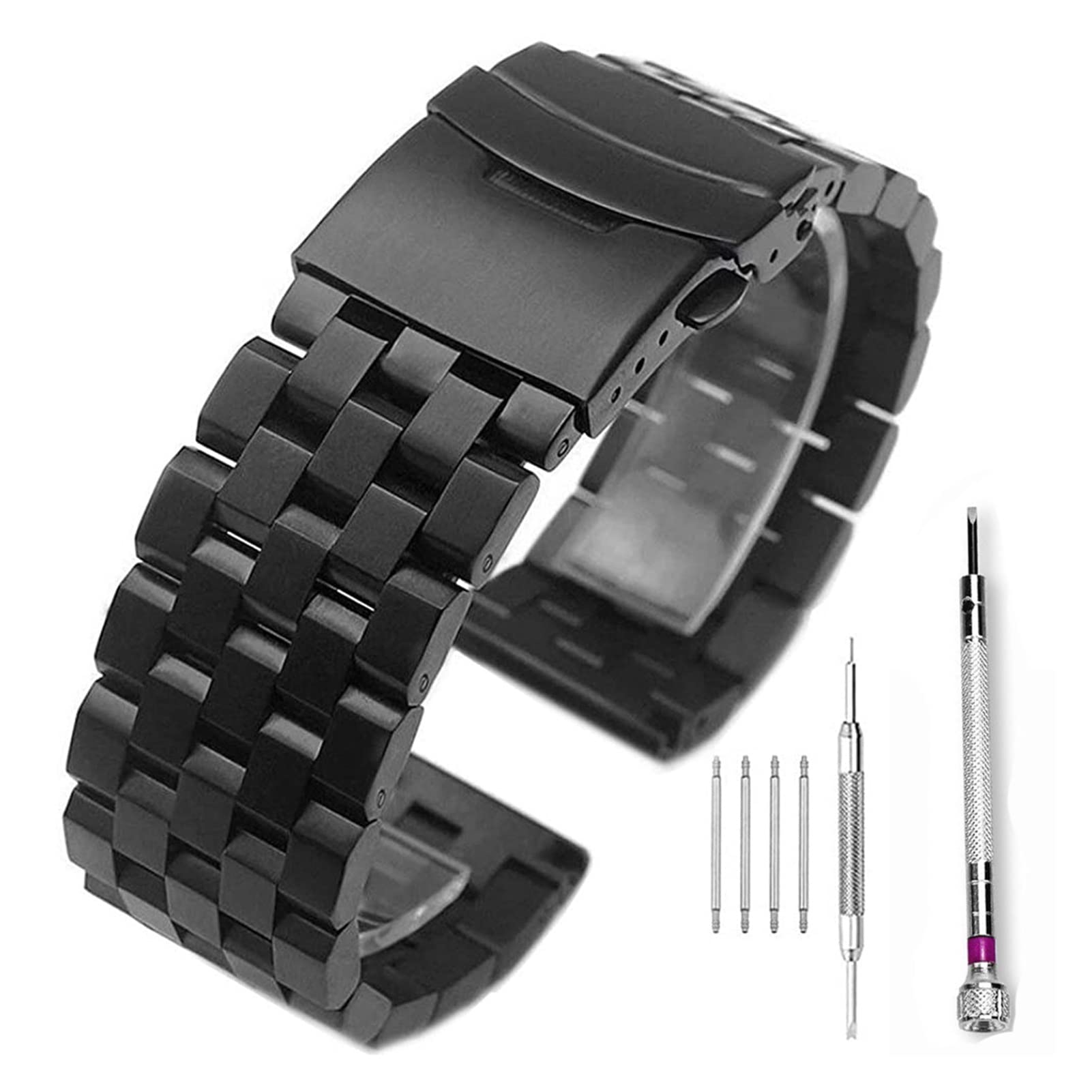 Cong Yi Cinturino cinturino in acciaio inossidabile spazzolato 18mm / 20mm / 22mm / 24mm / 26mm Bracciale di ricambio in metallo Uomo Donna Black/Cinturino in argento