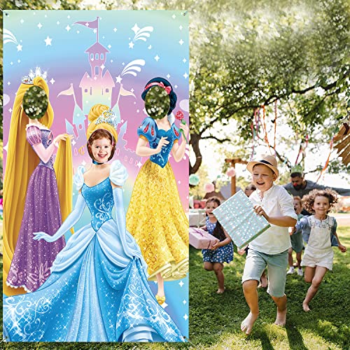 Generic ZZK-PZHF012-PDB Princess Photo Door Banner Princess Face Photography Fabric Banner Backdrop Princess Birthday Party Decorations Kids Party Game Photo Background thumb #2