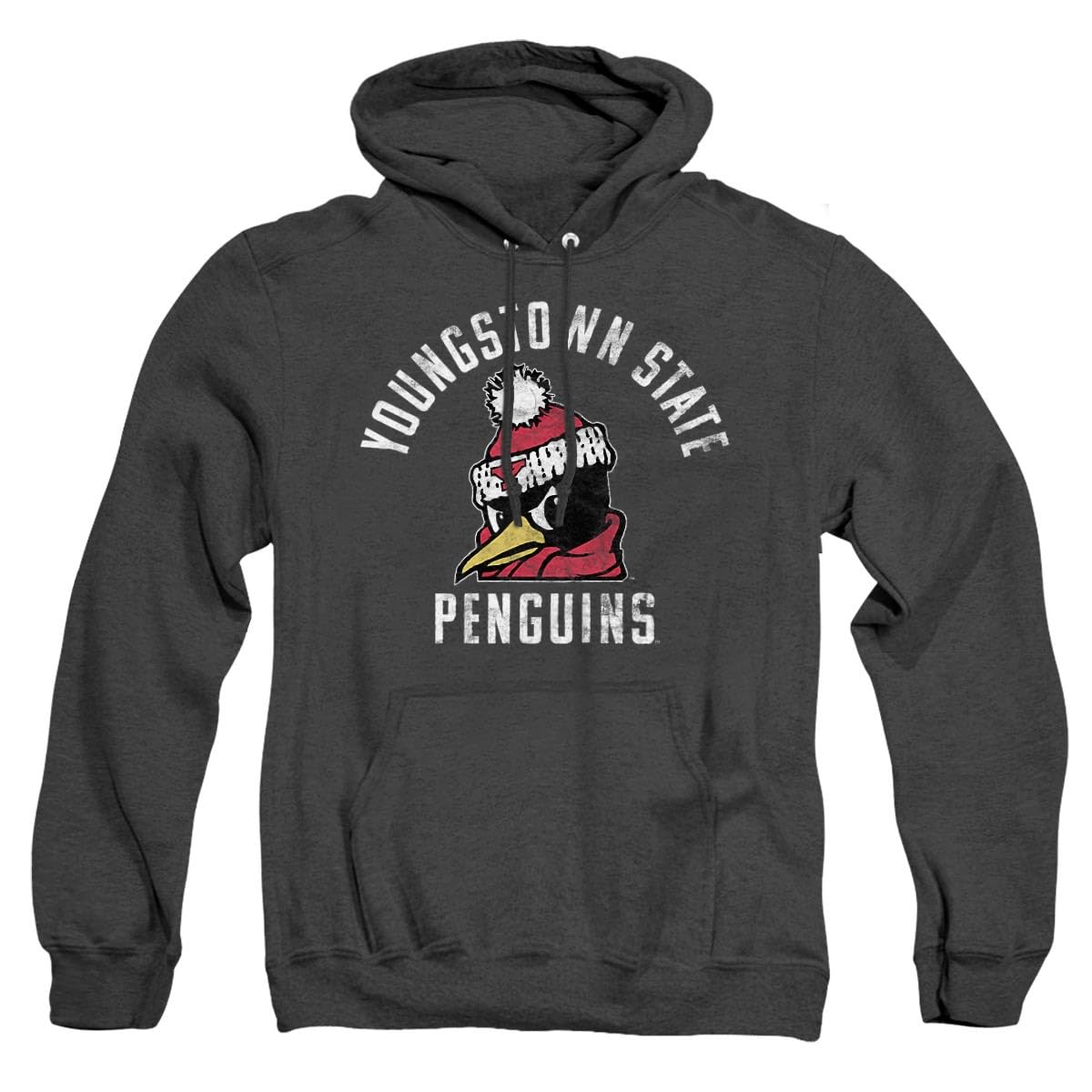 Youngstown State University Official Ysu Penguins Logo Unisex Adult Pull-Over Heather Hoodie,Black Heather, 2X-Large