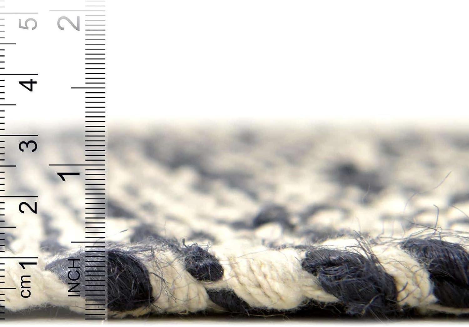 Unique Loom Braided Jute Collection Area Rug - Assam (2' 2" x 8' Runner, White Navy)