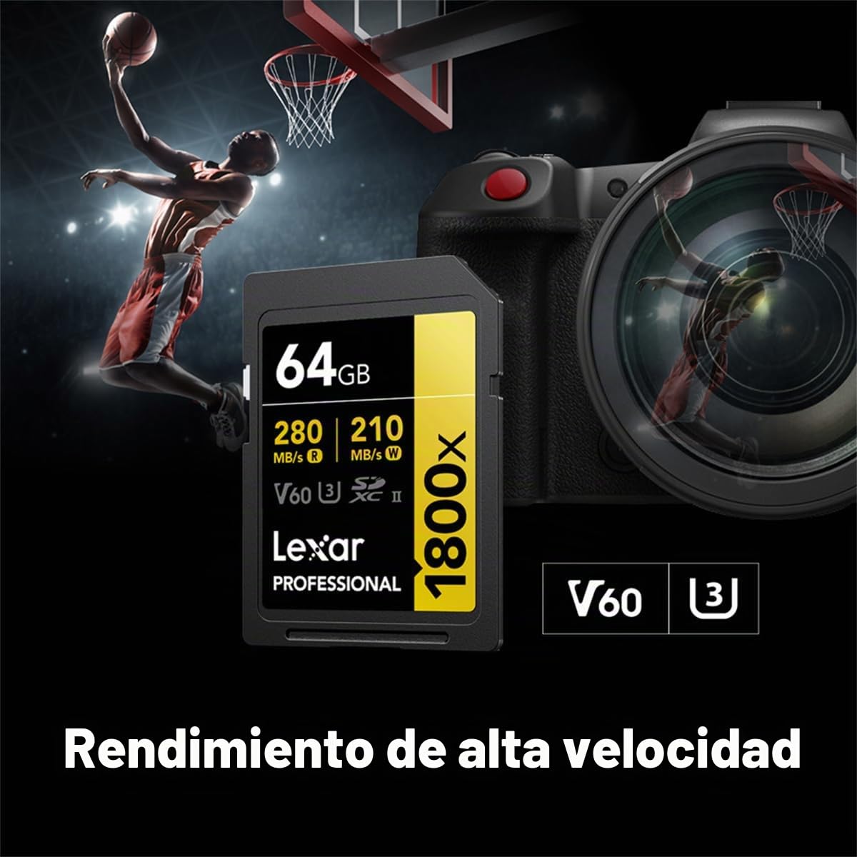 LEXAR Pack de 2 Cartes SD Pro Gold Series UHS-II 1800x 64GB V60