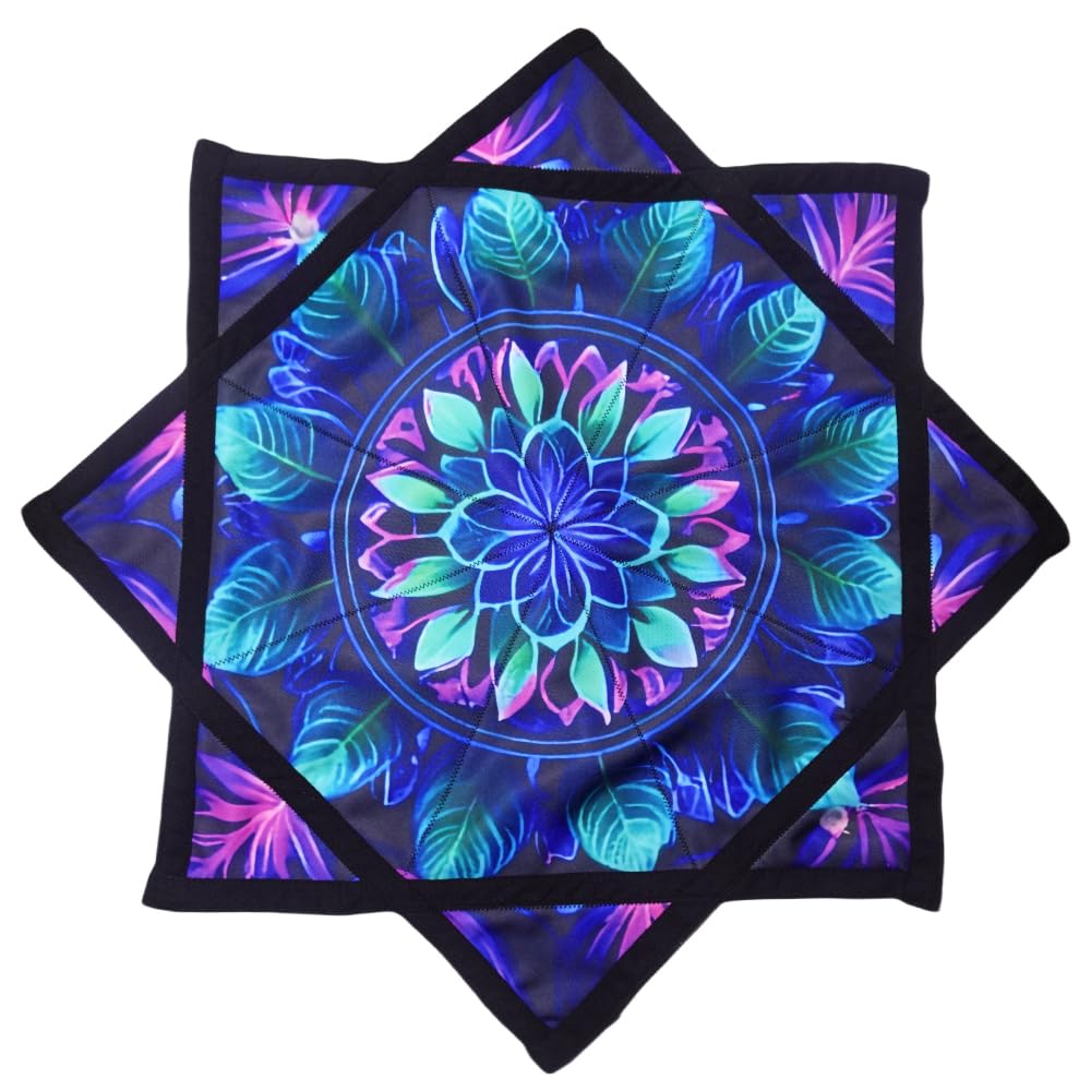 BVCY Flow Star Beginners Spinning Cloth Easy to Rotate Juggling and Skill Toy Dapo Star Fingertip Rotating Blue Mandala (R02-Style4)