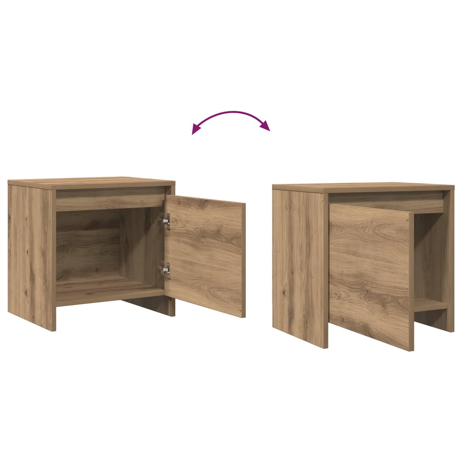 Nachttisch Artisan-Eiche 45x34x44,5 cm Holzwerkstoff | Rustikales Design aus langlebigem Holzwerkstoff, max. 60 kg Belastung, pflegeleicht mit feuchtem Tuch