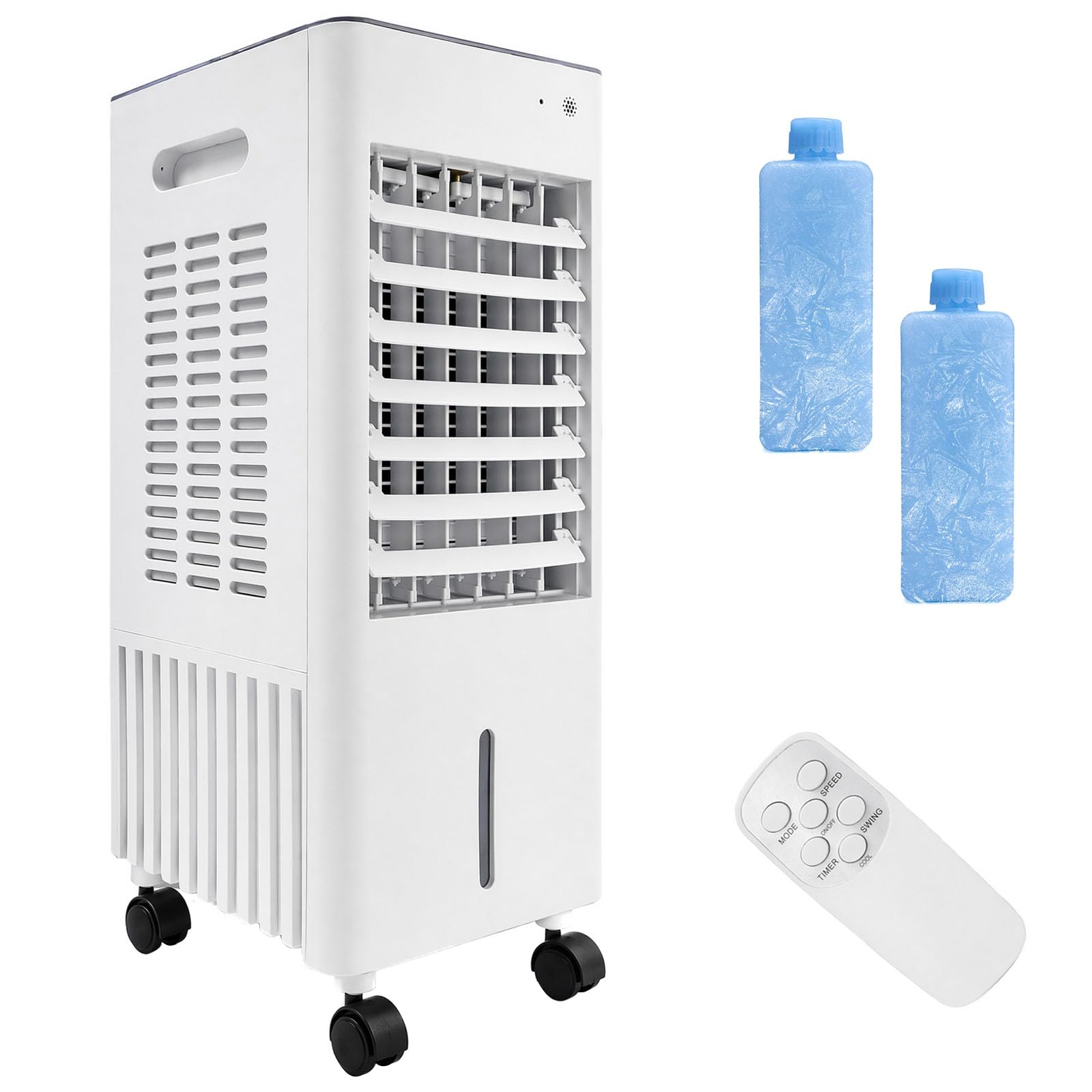 4-in-1 Portable Air Conditioner Evaporative Air Cooler without Exhaust Hose,Quiet Air Conditioning Unit for Home Bedroom with Remote Control,2 Cooling Packs,3 Speeds,Humidifier(Equipped with Type G)