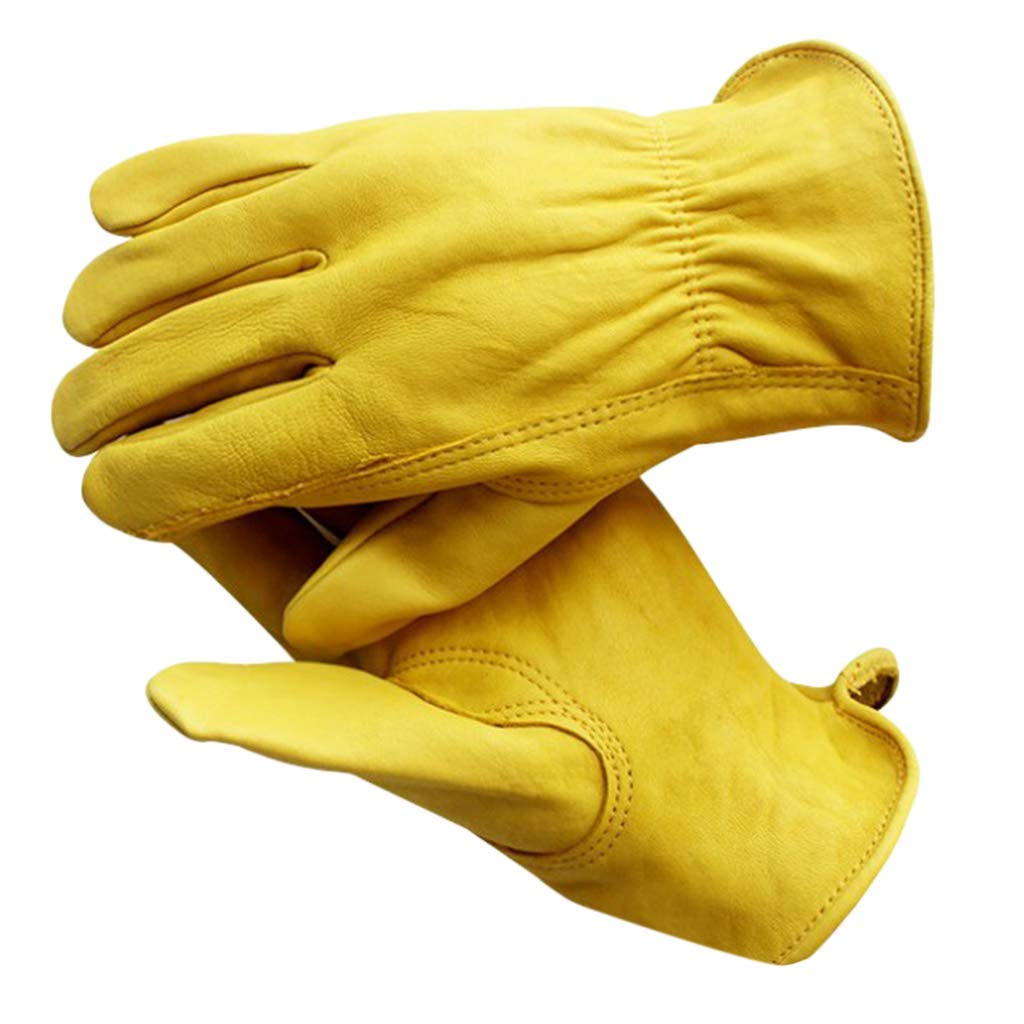 Rękawice ogrodnicze, rękawice robocze, warsztat obsługi skóry owczej Jazda/jazda konna/ogrodnictwo/rolnictwo(Yellow,S)