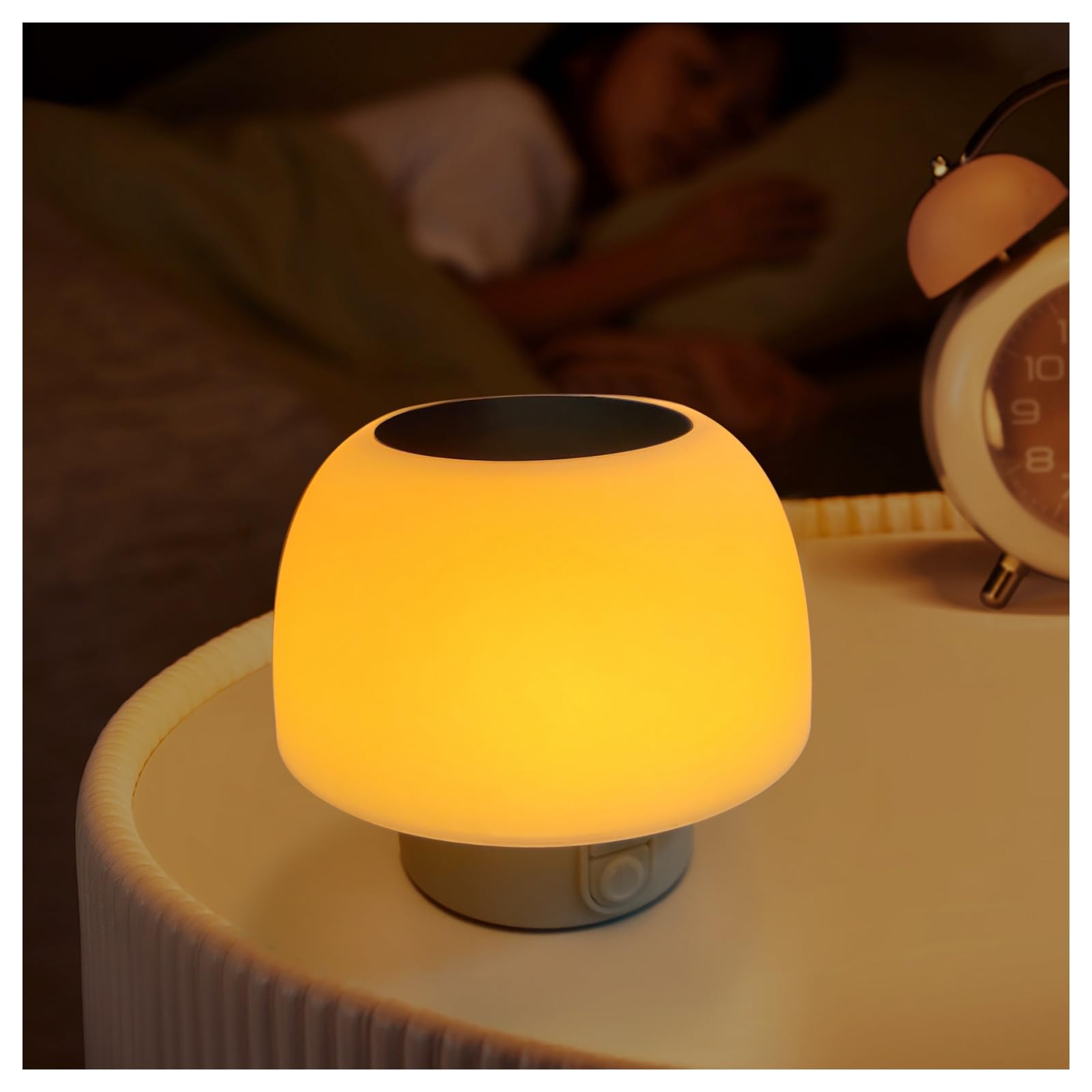 Mushroom Lamp Table Lamp for Bedroom Night Light 4 Levels Dimmable Solar Energy Battery Rechargeable Small Lamp LED