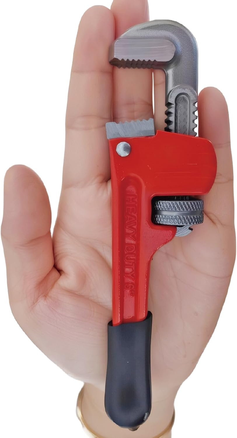 Rayfox 6 Inch Small Pipe Wrench Adjustable Mini Plumbing Wrench for Tight Spaces Heavy Duty Straight Plumber Tool with Floating Hook Jaw and I-Beam Handle (2PCS Red)