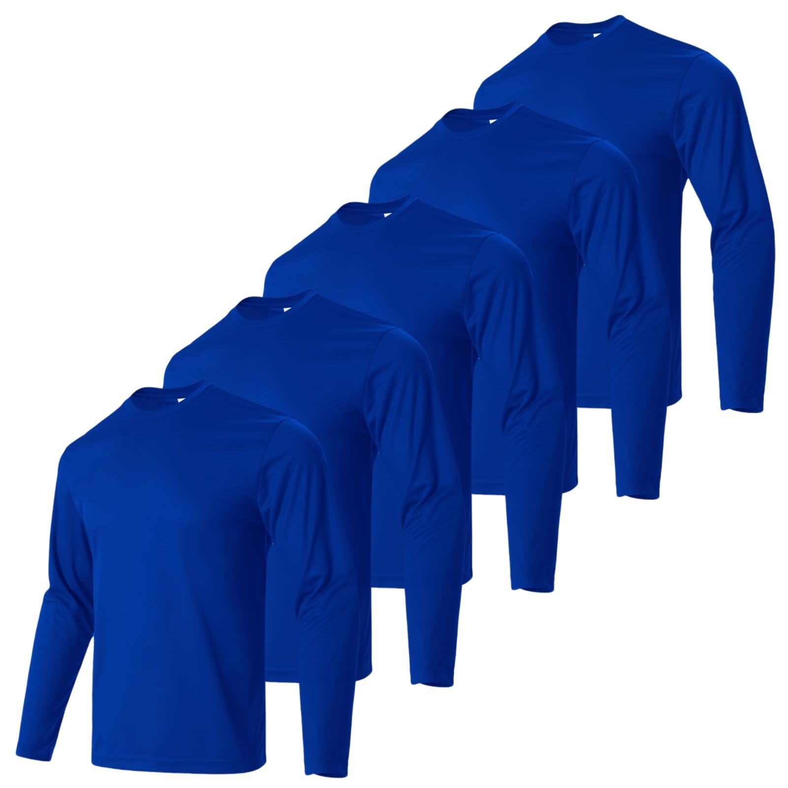 Mens Long Sleeve Shirts Quick Dry Crew Neck Sun Protection Gym Workout Athletic T-Shirt