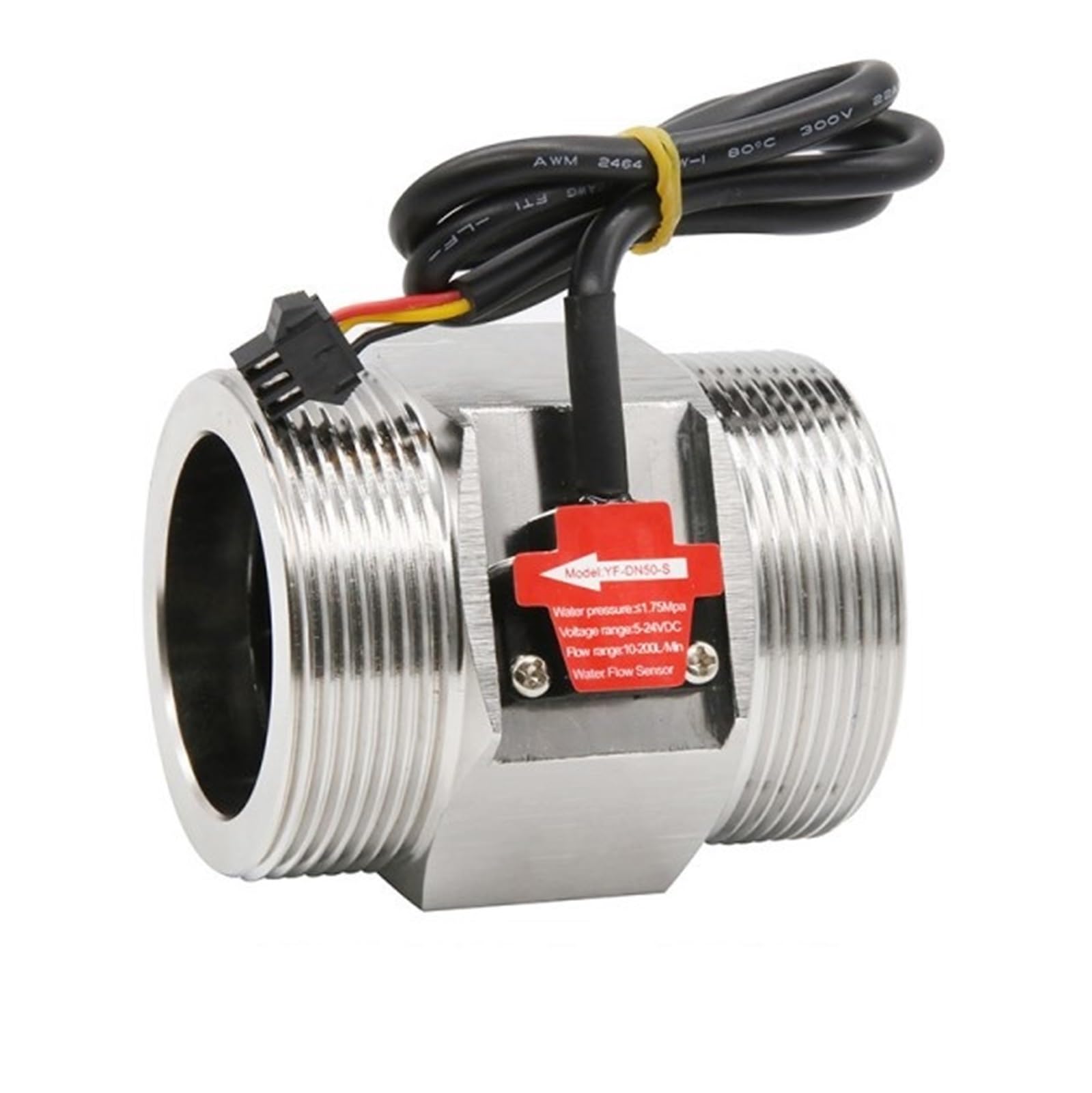 Water Flow Meter, S304 Stainless Steel Flow Meter, Electromagnetic Sensor High-Precision Detection DN32 DN40 DN50,for Outdoor Garden Hose Watering(DN32)