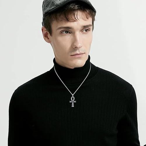 Miniatura 3 de Collar Ankh para hombre de plata de ley 925 con colgante de cruz Ankh, amuleto de Ankh, joyería egipcia, regalos para mujeres