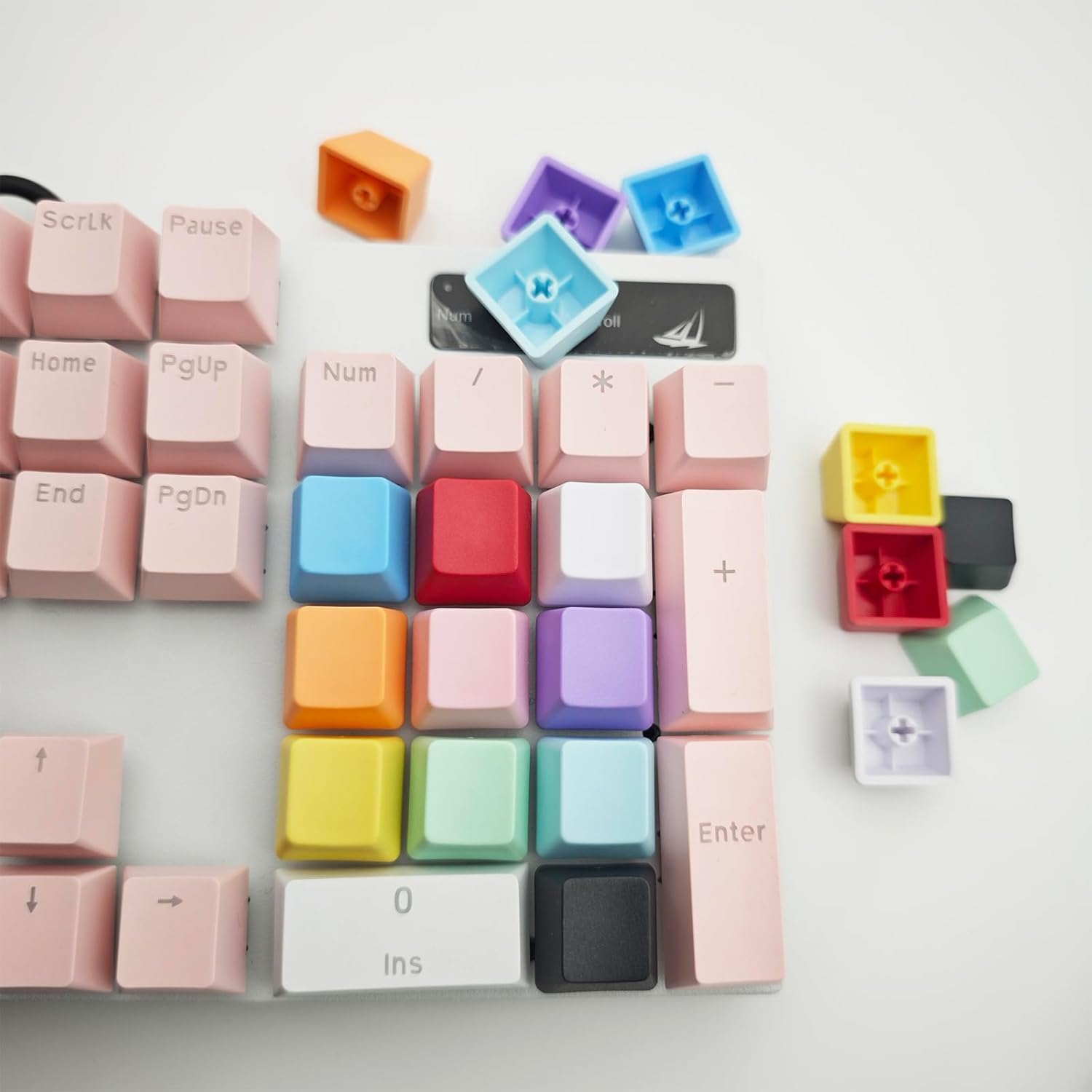 Lot de 100 capuchons de touches PBT Profil OEM PBT Couleurs mélangées 1U R4 Capuchons de touches pour clavier mécanique MX (couleur mélangée, 100 pièces)