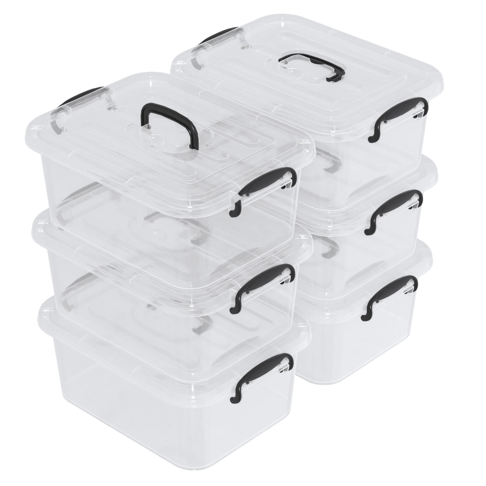 Boîtes de rangement en plastique 8L transparentes empilables avec couvercle