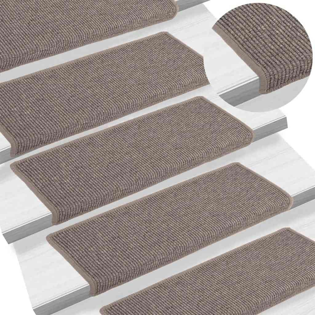 Tapis d'escalier pour réduire le bruit et éviter les glissades lot de 15 marches beige foncé 65x21