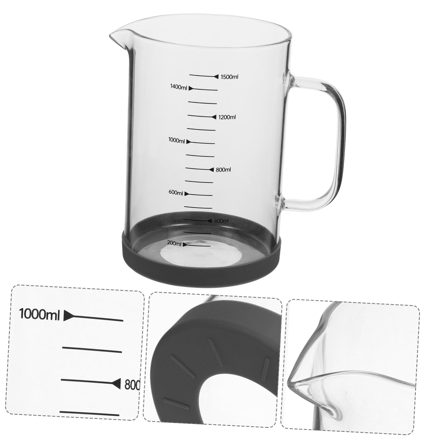 Bicchiere Misuratore in Vetro 1500ml con Scala per Cucina